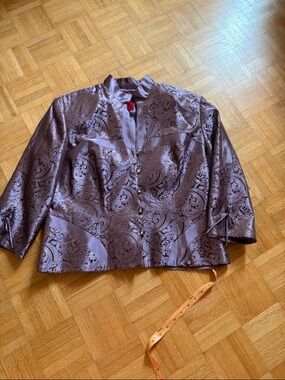 JS  collection Elegant Purple Paisley Satin Jacket. NWOT